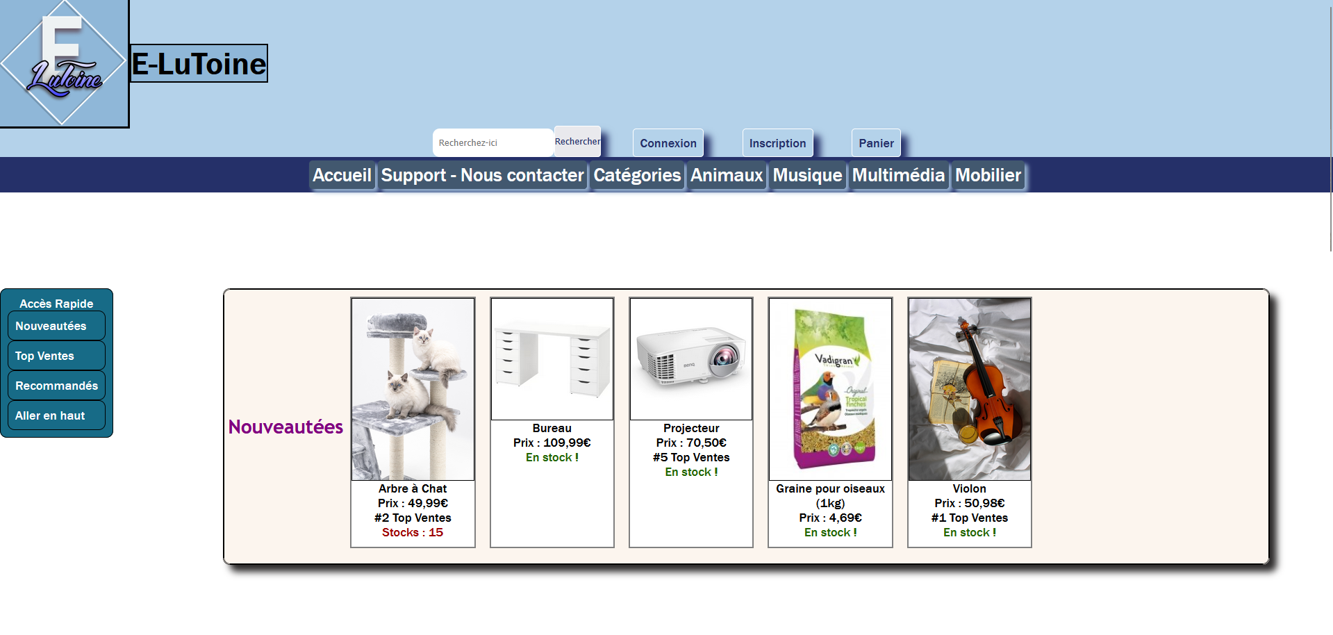 Image de couverture du projet Site E-commerce